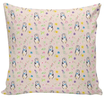 Produktbild von Mr. & Mrs. Panda Dekokissen Pinguin Lolli - Rosa - Geschenk, Süßigkeiten, Couchkissen, Pinguine, kissen bedruckt, Sofakissen, Heißhunger, Spruch, Rabauke, 40x40, Naschen