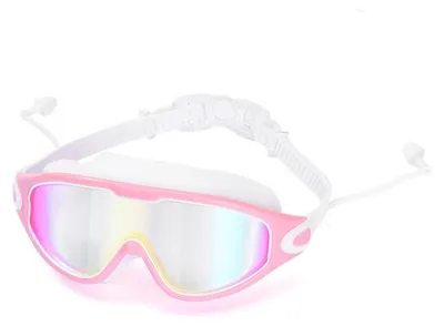 Produktbild von INF Breitblick Anti-Beschlag Schwimmbrille mit Aufbewahrungsbox - Silikondichtung, UV-Schutz, Verstellbares Band Rosa + Weiß