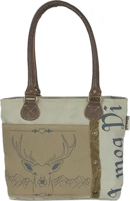 Produktbild von Produktbild Domelo Damen Handtasche. Trachtentasche aus Canvas & Leder. Schultertasche in Vintage Trachten Stil. Handgelenktasche mit Lederreimen