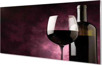 Produktbild von Glasbilder 100x50 Wandkunst Eine Flasche Wein und ein Glas