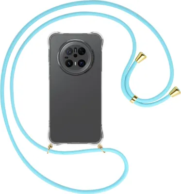 Produktbild von Handykette Backcover-Schutzhülle mit Band (Metall goldfarben) für Huawei Mate 70 - himmelblau