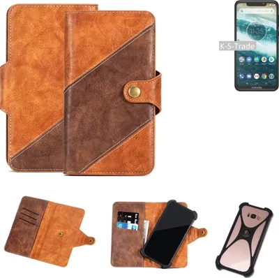Produktbild von K-S-Trade Handy-Hülle Schutz-Hülle Bookstyle Case Wallet-Case kompatibel mit Motorola One Handy Cover Bumper Kantenschutz Smartphone dunkelbraun