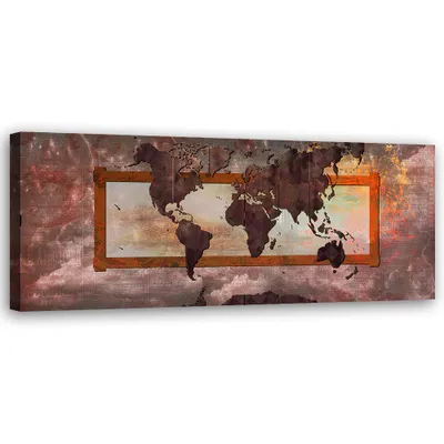 Produktbild von Leinwandbild Vintage-Weltkarte 120x40 Feeby Braun bild für die wand bereit zum aufhängen