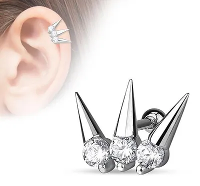 Produktbild von Tragus Cartilage Helix Ohr Piercing „Spikes“