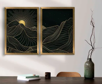 Obrázok produktu pre Wallity, 2P3853NISCT-009, obrazy, zlato, drevo, 38 x 53 cm