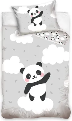 Obrázek produktu pro Povlečení bavlna do postýlky Panda na obláčku 100x135, 40x60 cm