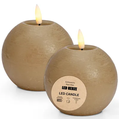 Immagine prodotto di Set di candele LED a cera, fiamma tremolante, Ø 10x9, beige