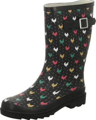 Produktbild von Jewels of Style Damen-Gummistiefel Motiv Hühner Schwarz-Mehrfarbig, Farbe:schwarz, EU Größe:40