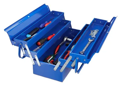 Immagine prodotto di Cassetta degli attrezzi portautensili - Metallo - 5 scomparti - Blu - 21 x 53 x 20 cm