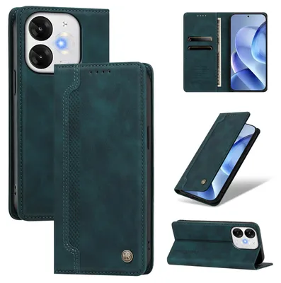 Produktbild von Handyhülle für itel A80, Leder Wallet Klapphülle mit Standfunktion, Stoßfeste Schutzhülle Grün