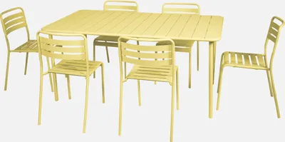 Immagine prodotto di Set tavolo da giardino in acciaio con 6 sedie, 160cm, Giallo