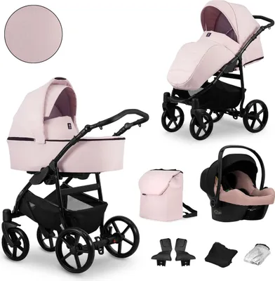 Obrázok produktu pre Kočík Kunert 3v1 MATA v ružovej farbe s čiernym rámom a nosičom Cosmo - Pre pohodlie a bezpečnosť