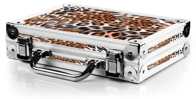 Produktbild von Karella Dartkoffer Alu PAK Luxus in Leopard Optik, High Class Profi Etui für 2 Satz Soft- oder Steeldarts, Dartcase, Tasche Large, mit viel Platz für Dartpfeile und Zubehör