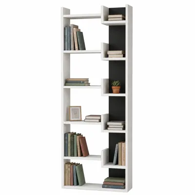 Immagine prodotto di Libreria a 6 Ripiani 60,5x22x162,5 cm Scaffalatura Verticale Moderna Bianco e Antracite