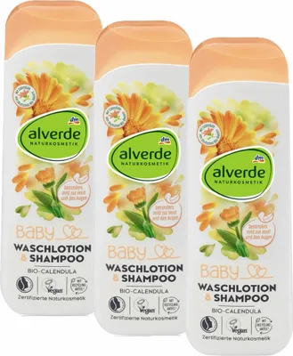 Produktbild von 3 x alverde Naturkosmetik - Baby Waschlotion & Shampoo (3 x 250 ml)
