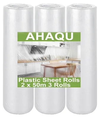 Abdeckfolie 3 Rollen, 2 x 50 m, Polyethylen, transparent