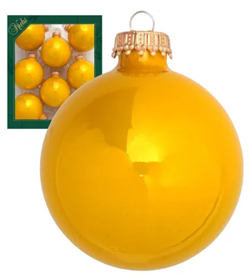Christbaumkugeln aus Glas, 7 cm, 8 Stück, Neon Gelb glänzend