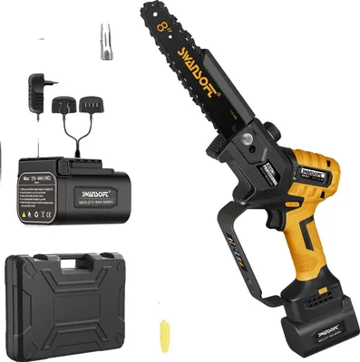 Immagine prodotto di Mini motosega a batteria, motore brushless, lubrificazione automatica, 4Ah, due batterie