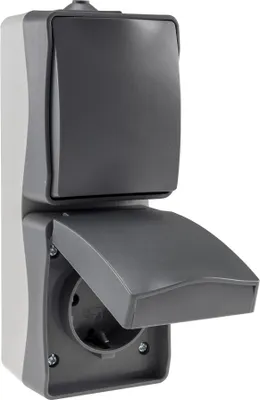 Produktbild von NUQUI Feuchtraum Kombi Schalter&Steckdos IP54 Aufputz 250V/ 10A/16A Vertikal