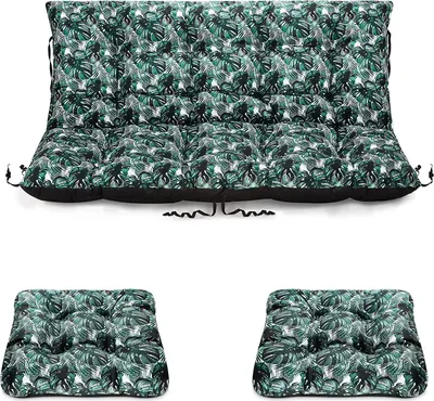 Produktbild von SuperKissen24. Sitzkissen Bankkissen Bankauflage - 100x50 cm und Rückenlehne 100x60 cm mit 2er 45x45 cm Stuhlkissen Set - Outdoor und Indoor - Dunkelgrün