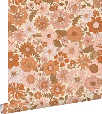 Zdjęcie produktu dla ESTAhome Tapeta retro kwiaty terakoty różowejIpomarańczowym 53 cm x 10.05 m