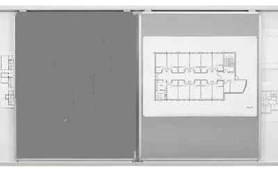 Produktbild von Schiebetafel Pinntafel BxHxT 120x500x22mm hellgrau