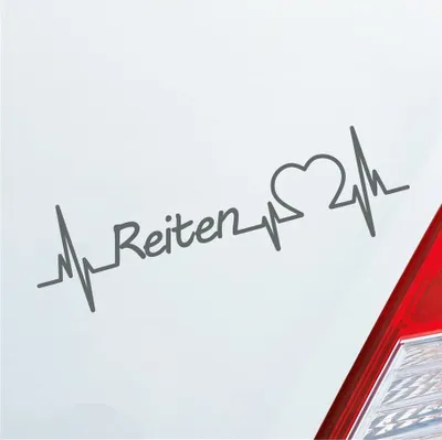 Produktbild von Auto Aufkleber Reiten Herzschlag Reitsport Pferd Pony Sport Liebe 19x6 cm Grau Sticker Heckscheibenaufkleber