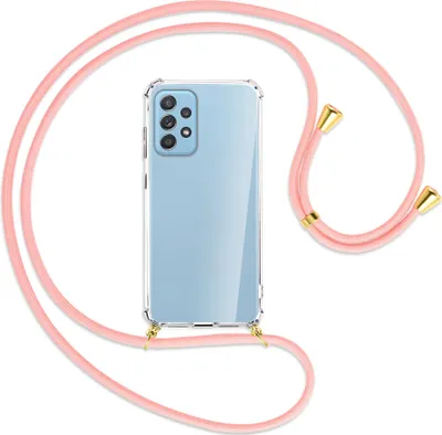 Produktbild von Handykette Backcover-Schutzhülle mit Band (Metall goldfarben) für Samsung Galaxy A52 4G / 5G, A52s 5G - rosa