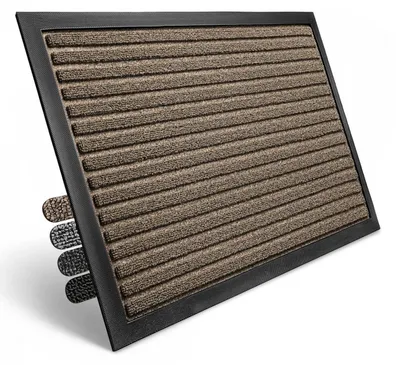 Productafbeelding van Buitenmat 40 x 60 cm, vuilvanger, wasbaar, bruin, gestreept