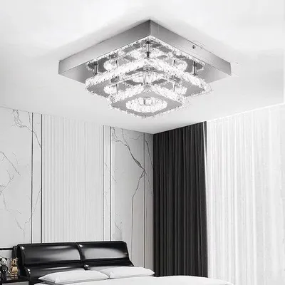 Image de Lampe LED - Salon - Chambre à coucher - Plafonnier - 6000 K - Cristal - Chrome
