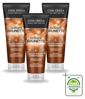 Productafbeelding van 3 x John Frieda Brilliant Brunette conditioner voor droog haar, 250 ml - grote verpakking - 3 stuks