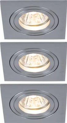 Produktbild von Paulmann Premium Einbauleuchten Set Drilled Alu eckig schwenkbar 3x35W 105VA 230/12V GU5,3 51mm Alu gebürstet