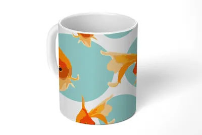 Produktbild von KitchenYeah® Tasse Kaffeetasse Kaffeebecher 350 ml Goldfisch - Tiere - Seifenblase - Muster Teetasse - Fototasse - Becher - Keramikbecher - Teebecher - Kaffeetasse - Bürotasse