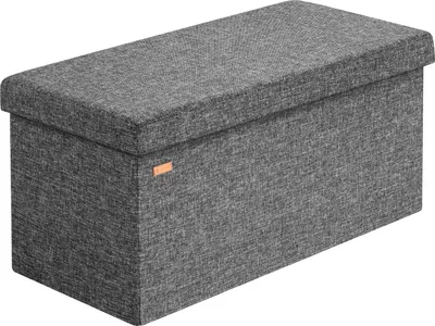 Image de CASARIA® Banc de rangement gris foncé 80 x 40 x 40 cm Siège Coffre de rangement pliable 100L pour salon chambre couloir