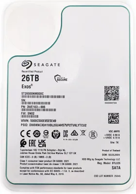 Produktbild von Seagate Exos 26TB re 24/7 512e 3.5' SATA 6Gb/s ST26000NM000C
