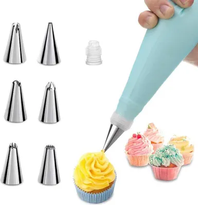 Produktbild von Spritzbeutel und Tüllen, Tortendekorations-Set, Backzubehör, Cupcake-Tüllen mit Spritzbeutel zum Backen und Dekorieren von Kuchen