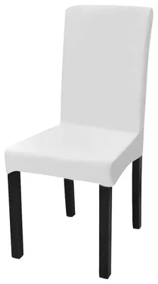 Image de vidaXL 6 pcs. Blanc Housses de chaises droites extensibles