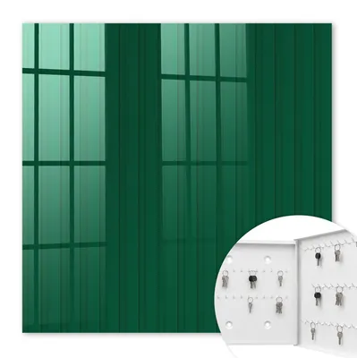 Produktbild von Metall Schlüsselkasten 30 x 30 cm - weißer Schlüsselschrank zur Wandmontage - wandhängende Schlüsselbox mit Tür - rechts öffnend - Schlüsselaufbewahrung für Flur - Büro - Arbeitszimmer - Werkstatt - Garage - Grüne Streifen