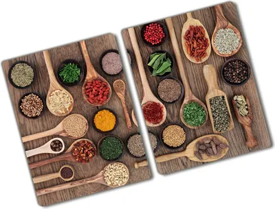 Produktbild von Tulup Glas Herdabdeckplatte - 2x40x52 cm - Glaskeramikkochfeld-Abdeckung Spritzschutz Glasabdeckplatte Kochplattenabdeckung und Schneidebrett - Zweiteilig - Essen & Getränke - Gewürze und Kräuter - Mehrfarbig