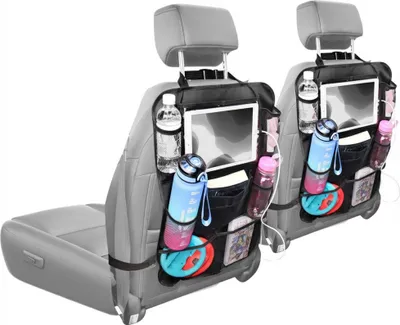 Produktbild von imoshion Auto Organizer für Kinder – 9 Fächer - Inklusive Tablet-Halter - Zweier-Set – Schwarz