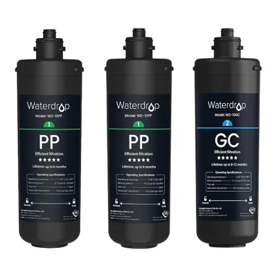 Obrázek produktu pro Náhradní vodní filtry Waterdrop TSA&TSB, balení 3 kusů (2 x 10PP, 1 x 10GC), náhrada za systém vodních filtrů Waterdrop TSA a TSB se 3 stupni filtrace