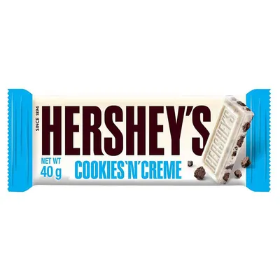 Obrázok produktu pre Hersheys Cookies Creme Biela čokoláda s kúskami čokoládových sušienok 40g