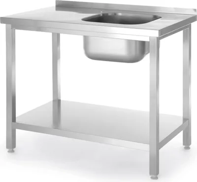 Image de HENDI Table avec évier et tablette - vissée, profondeur : 600 mm, Budget Line, 800x600x(H)850mm