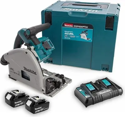 Image de Scie plongeante 36V LXT (2x18V) 165 mm - MAKITA - avec 2 batteries 18V 5.0Ah, chargeur double, MakPac - DSP600PT2J