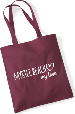 Produktbild von Huuraa Jutebeutel Myrtle Beach my love 10 Liter Burgundy Baumwolle Tasche Geschenkidee