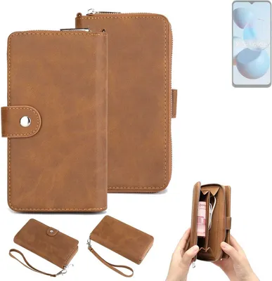 Produktbild von K-S-Trade Handyhülle Schutzhülle kompatibel mit Cubot A10 & Portemonnee Tasche Handytasche Case Etui Geldbörse Wallet braun (1x)