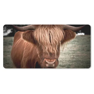Produktbild von MuchoWow® Mauspad Mousepad Schottischer Highlander - Baum - Gras 60x30 cm - Mousepads - Maus Mat - Pad - Mausunterlage - Nachhaltig