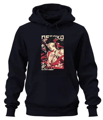 Produktbild von Demon Slayer Nezuko Kitsune Maske Anime Geschenk Japan Hoodie Kapuzenpullover, Navy, XXL