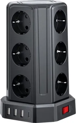 Image de Multiprise avec 12 prises - dont 5 ports USB - câble de 5 m - protection contre les surtensions