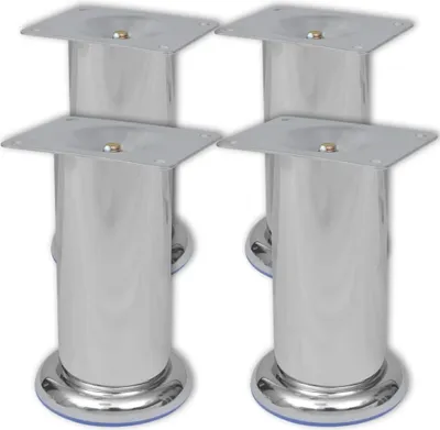 Produktbild von 4 x Möbelfuß Sofafuß Sockelfuß Chrom rund 120 mm